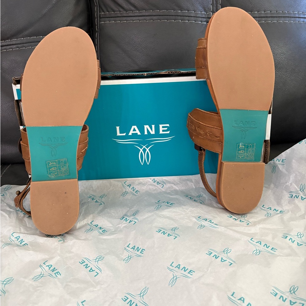Lane Boot Co•Sz 9.5•Leather Whisperweave Sandals•Desert Clay🤎NWOB - Picture 3 of 5